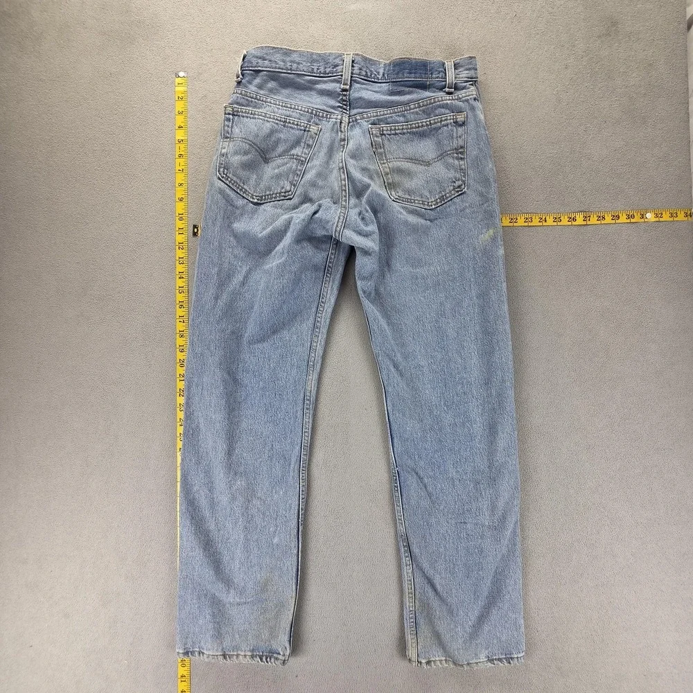 Vintage Levis 501 Jeans Mens Blue Light Wash Made In USA Button Fly Fits 31x30